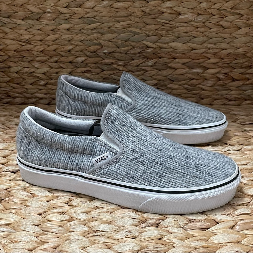 Vans Rib-Knit‎ Classic Gray Slip On Shoes - Picture 3 of 10